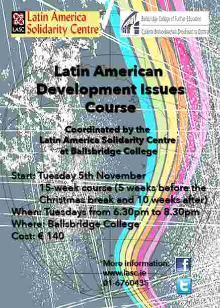 Click on image to see full-sized version "Latin American Development Issues" course beginning on November 5th