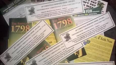 1,000 printed items of a republican nature have been collated into 'packs' and distributed pub-to-pub and door-to-door in the 'Swim' area.