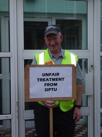 Click on image to see full-sized version Jack Kavanagh picketing the SIPTU office in Kilkenny