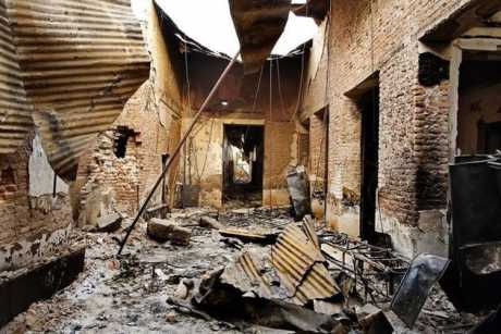 Bringing democracy to an Afghan hospital... The hospital in Kunduz a few days after US attack